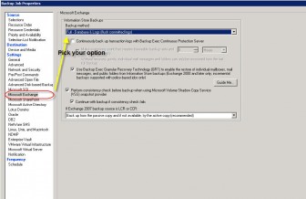 Backup Exec Microsoft Exchange Options